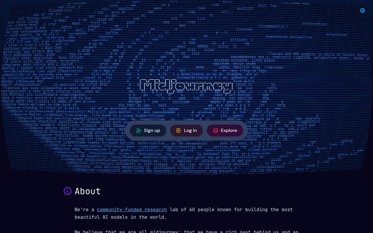 Captura de la web oficial de Midjourney